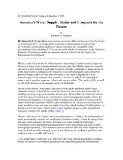 America`s Water Supply: Status and Prospects for the Future