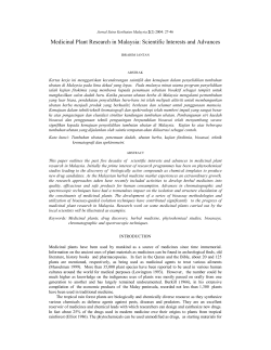 Medicinal Plant Research in Malaysia: Scientific Interests and