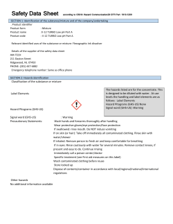 Classification of the substance or mixture Label Elements Hazard