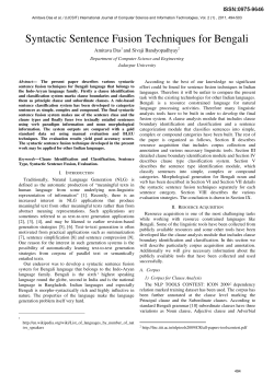 Syntactic Sentence Fusion Techniques for Bengali