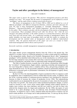 Taylor and after: paradigms in the history of management1