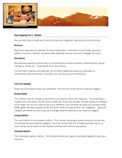 Basic Budgeting Part 3 &ndash; Methods You can also think of expenses in