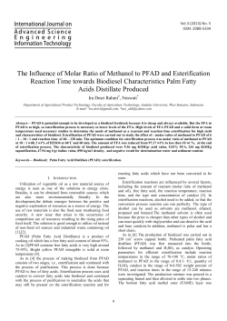The Influence of Molar Ratio of Methanol to PFAD and Esterification