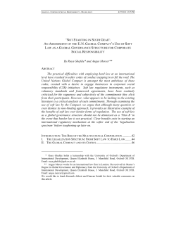 An Assessment of the U.N. Global Compact`s Use of Soft Law