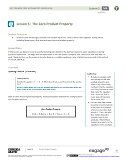 Lesson 5: The Zero Product Property