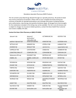 Mandatory Specialty Pharmacy (MSP) Products This list contains