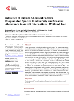 Influence of Physico-Chemical Factors, Zooplankton Species