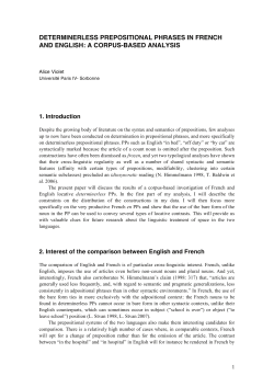 DETERMINERLESS PREPOSITIONAL PHRASES IN FRENCH AND