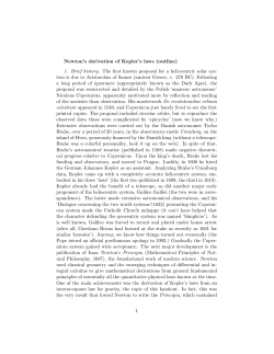 Newton`s derivation of Kepler`s laws