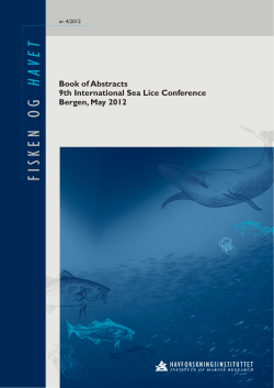 9th International Sea Lice Conference Bergen, May 2012