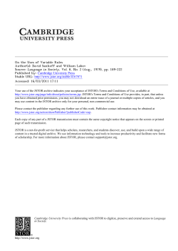 On the Uses of Variable Rules Author(s): David Sankoff and William