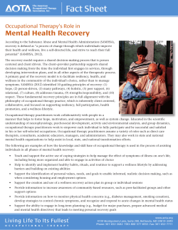 Occupational Therapy`s Role in Mental Health Recovery