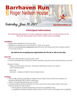 race day information! - Barrhaven Run for Rogers House