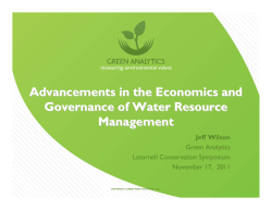 Advancements in the Economics and Governance of Water
