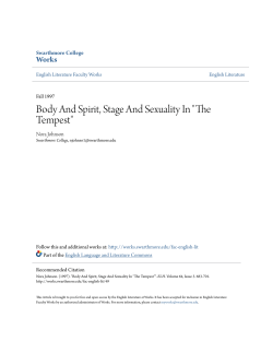 Body And Spirit, Stage And Sexuality In "The Tempest"