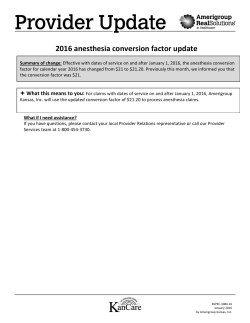 2016 Anesthesia Conversion Factor Update