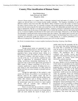 Country Wise classification of Human Names