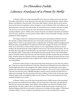 In Flanders Fields Literary Analysis of a Poem by Molly