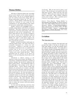 Thomas Hobbes Leviathan The Introduction