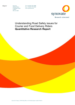 Understanding Road Safety issues for Courier and Food Delivery