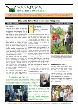 Stay up to date with all the news at Yanapuma!