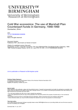 The use of Marshall Plan Counterpart funds in Germany, 1948-1960