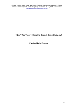 "New" War Theory: Does the Case of Colombia Apply?