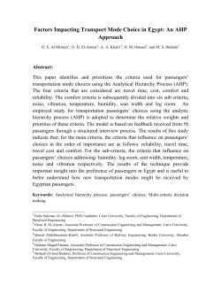 Factors Impacting Transport Mode Choice in Egypt: An AHP Approach