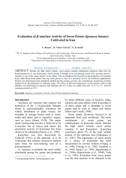 Evaluation of -amylase Activity of Sweet Potato ( Ipomoea batatas