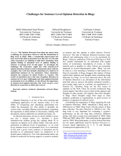 Challenges for Sentence Level Opinion Detection in Blogs