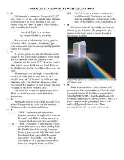 MOCK UPCAT 3: ANSWER KEY WITH EXPLANATIONS 1. D Light