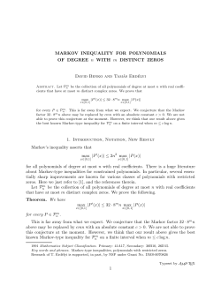 Markov inequality for polynomials of degree n with m