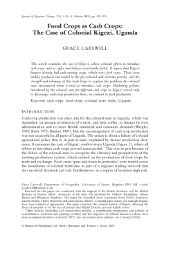 Food Crops as Cash Crops: The Case of Colonial Kigezi, Uganda