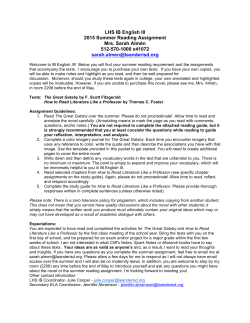 LHS IB English III 2015 Summer Reading Assignment