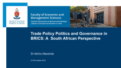 Trade Policy Politics and Governance in BRICS: A South African