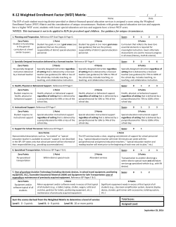 K-12 Weighted Enrollment Factor (WEF) Matrix: