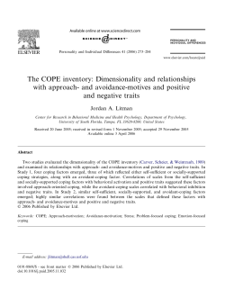 The COPE inventory: Dimensionality and relationships