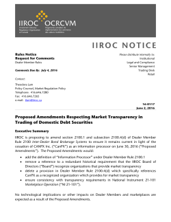 Proposed Amendments Respecting Market Transparency in