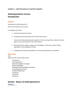 Anthropometrics Course: Introduction Section: Basics of
