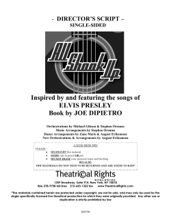 Inspired by and featuring the songs of ELVIS PRESLEY Book by