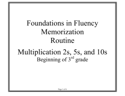 Foundations in Fluency Multiplication Routine _2s_ 5s_ 10s for