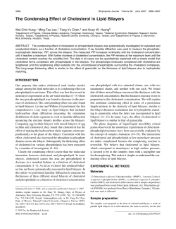 The Condensing Effect of Cholesterol in Lipid Bilayers