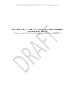 1 ZANZIBAR AGRICULTURAL TRANSFORMATION FOR