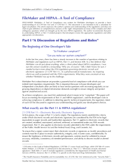 FileMaker and HIPAA&mdash;A Tool of Compliance