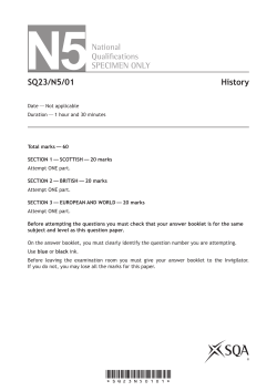 N5SQ23/N5/01 History National Quali  cations SPECIMEN