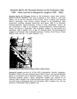 Abraham Martin dit l`&Eacute;cossais (known as the