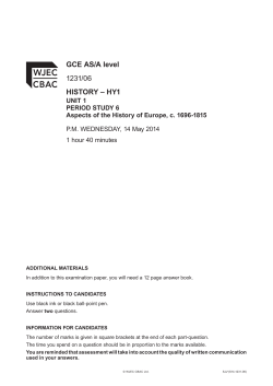 GCE AS/A level 1231/06 HISTORY &ndash; HY1