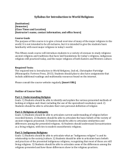 Syllabus for Introduction to World Religions