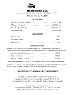 Material Sales Disposal Fees Container Service PRICES SUBJECT
