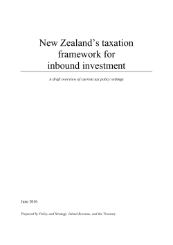New Zealand`s taxation framework for inbound investment